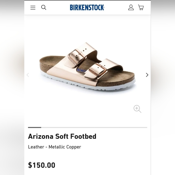 Birkenstock Arizona Leather Metallic Copper Sandals W7 M5 Casual Comfy Beach - Picture 15 of 16